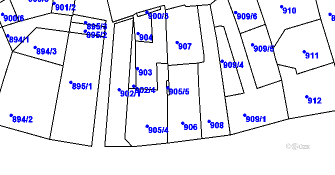 Parcela st. 905/5 v KÚ Jirkov, Katastrální mapa