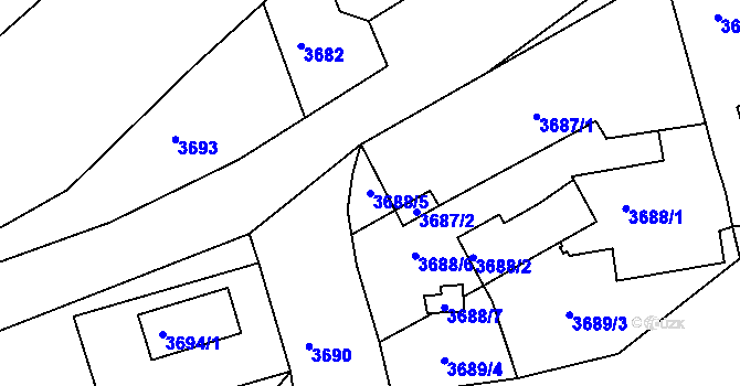 Parcela st. 3688/5 v KÚ Jirkov, Katastrální mapa