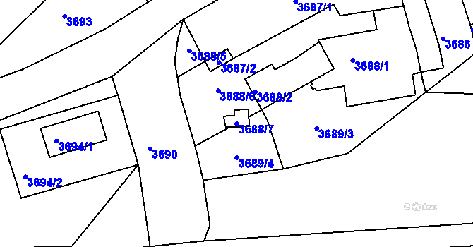 Parcela st. 3688/7 v KÚ Jirkov, Katastrální mapa