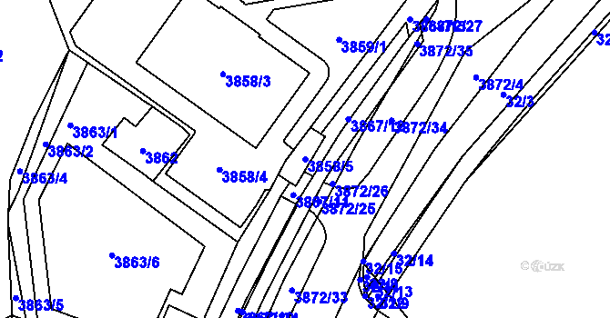 Parcela st. 3858/5 v KÚ Jirkov, Katastrální mapa