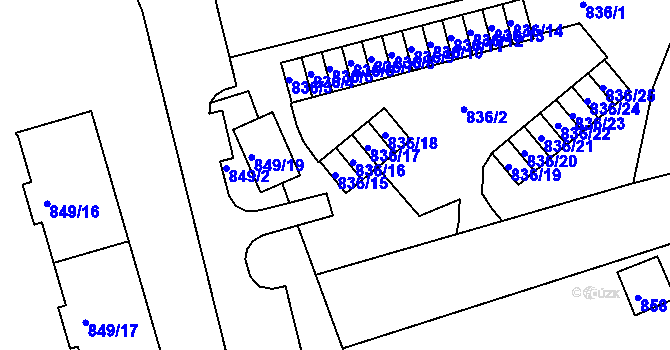 Parcela st. 836/15 v KÚ Jirkov, Katastrální mapa