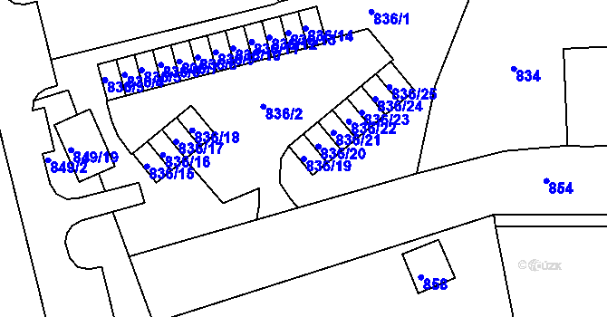 Parcela st. 836/19 v KÚ Jirkov, Katastrální mapa