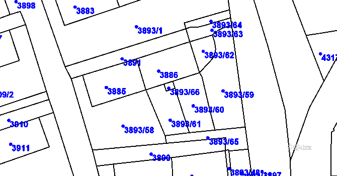 Parcela st. 3893/66 v KÚ Jirkov, Katastrální mapa