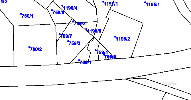 Parcela st. 759/4 v KÚ Jirkov, Katastrální mapa