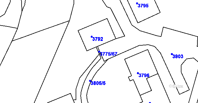 Parcela st. 3775/67 v KÚ Jirkov, Katastrální mapa