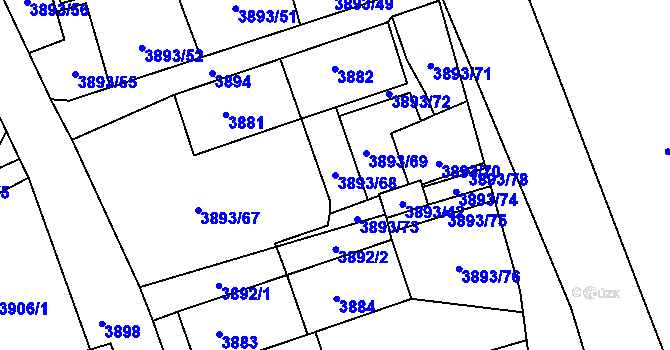 Parcela st. 3893/68 v KÚ Jirkov, Katastrální mapa