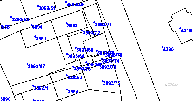 Parcela st. 3893/70 v KÚ Jirkov, Katastrální mapa