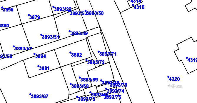 Parcela st. 3893/71 v KÚ Jirkov, Katastrální mapa
