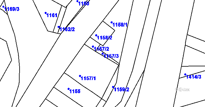 Parcela st. 1157/3 v KÚ Jirkov, Katastrální mapa
