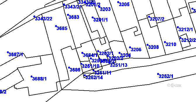 Parcela st. 3202/1 v KÚ Jirkov, Katastrální mapa