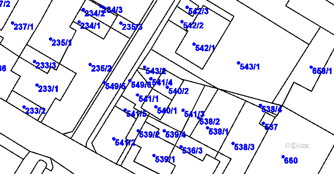 Parcela st. 540/2 v KÚ Jirkov, Katastrální mapa
