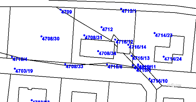 Parcela st. 4708/34 v KÚ Jirkov, Katastrální mapa