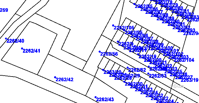 Parcela st. 2262/56 v KÚ Jirkov, Katastrální mapa