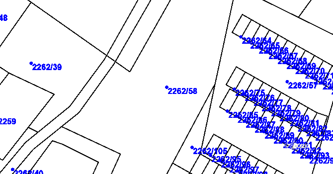 Parcela st. 2262/58 v KÚ Jirkov, Katastrální mapa