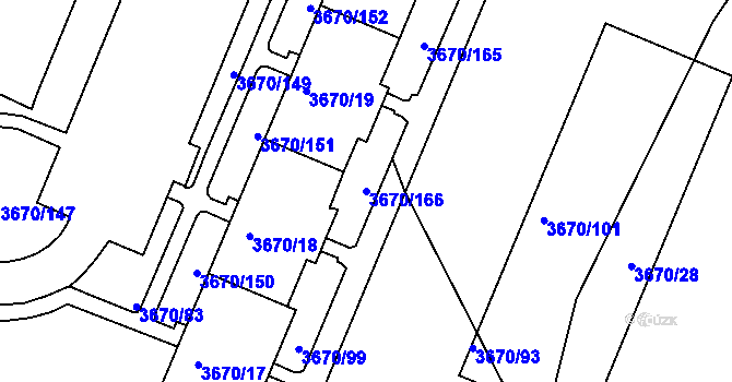 Parcela st. 3670/166 v KÚ Jirkov, Katastrální mapa