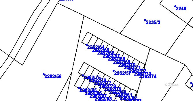 Parcela st. 2262/66 v KÚ Jirkov, Katastrální mapa