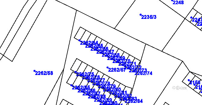 Parcela st. 2262/68 v KÚ Jirkov, Katastrální mapa