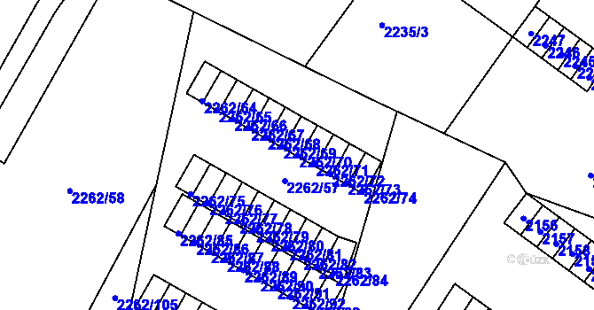 Parcela st. 2262/70 v KÚ Jirkov, Katastrální mapa
