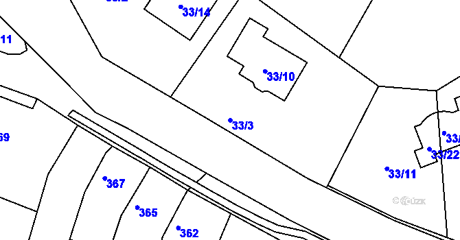 Parcela st. 33/3 v KÚ Březenec, Katastrální mapa