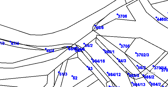 Parcela st. 54/2 v KÚ Březenec, Katastrální mapa