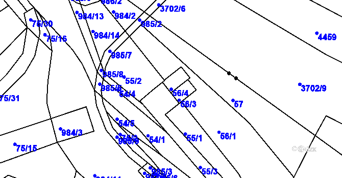 Parcela st. 56/4 v KÚ Březenec, Katastrální mapa