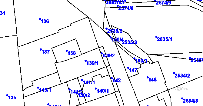 Parcela st. 139/2 v KÚ Březenec, Katastrální mapa
