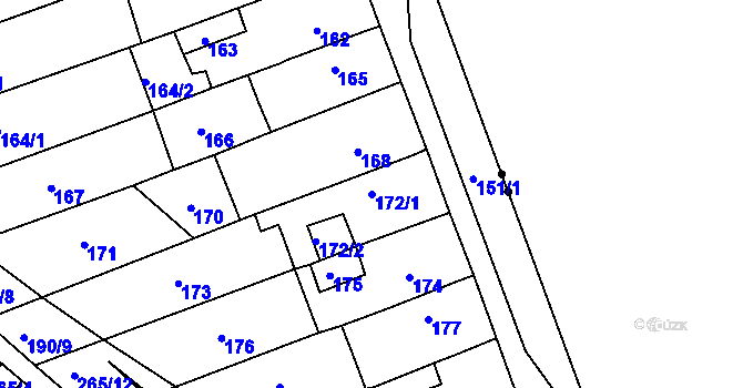 Parcela st. 172/1 v KÚ Březenec, Katastrální mapa
