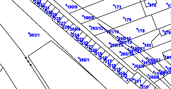 Parcela st. 221 v KÚ Březenec, Katastrální mapa