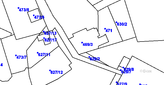 Parcela st. 469/3 v KÚ Březenec, Katastrální mapa