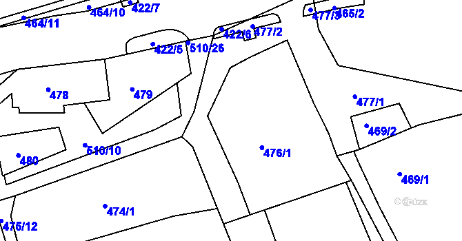 Parcela st. 476/2 v KÚ Březenec, Katastrální mapa