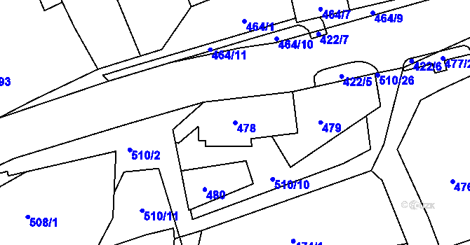 Parcela st. 478 v KÚ Březenec, Katastrální mapa