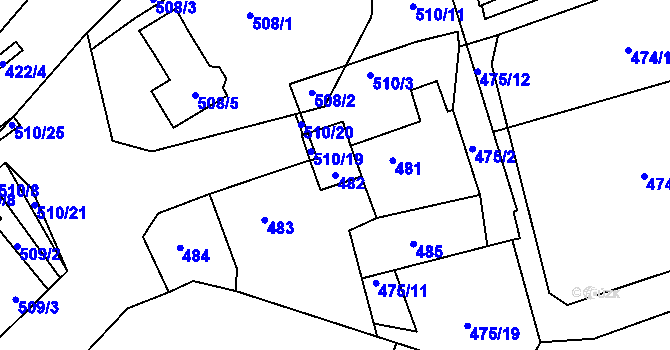 Parcela st. 482 v KÚ Březenec, Katastrální mapa