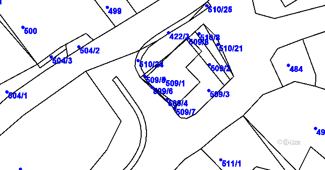 Parcela st. 509/1 v KÚ Březenec, Katastrální mapa
