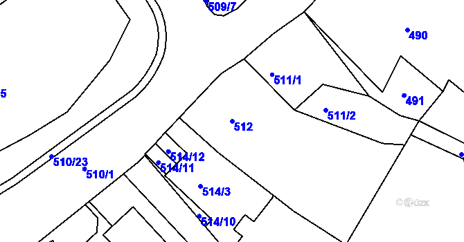 Parcela st. 512 v KÚ Březenec, Katastrální mapa