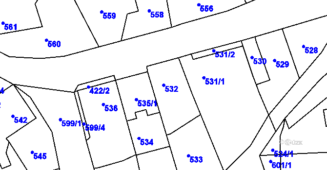 Parcela st. 532 v KÚ Březenec, Katastrální mapa