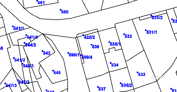 Parcela st. 536 v KÚ Březenec, Katastrální mapa