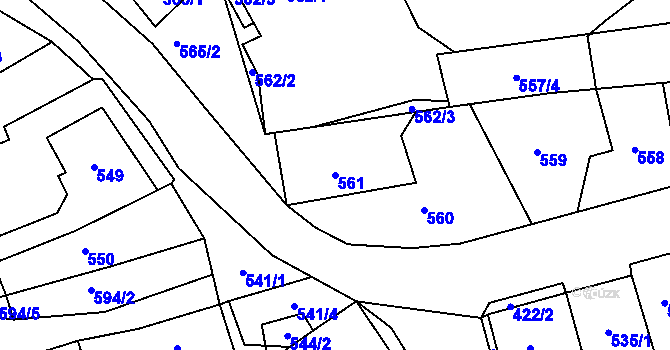 Parcela st. 561 v KÚ Březenec, Katastrální mapa