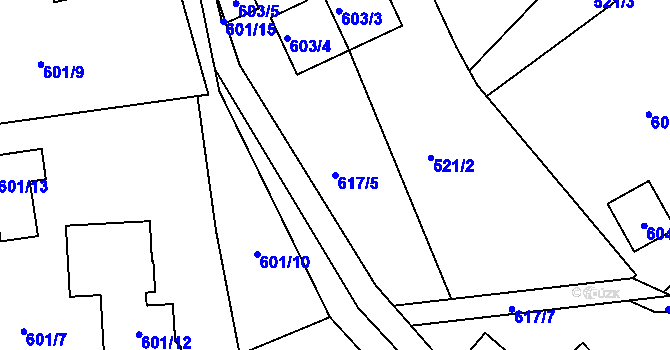 Parcela st. 617/5 v KÚ Březenec, Katastrální mapa
