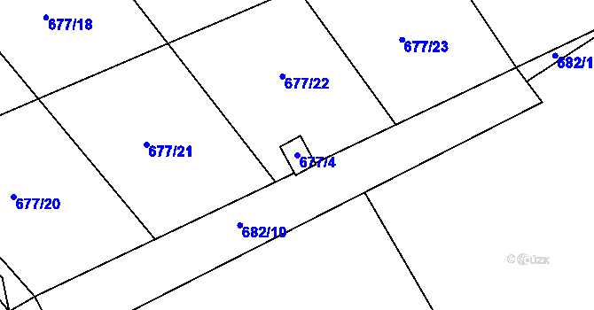 Parcela st. 677/4 v KÚ Březenec, Katastrální mapa