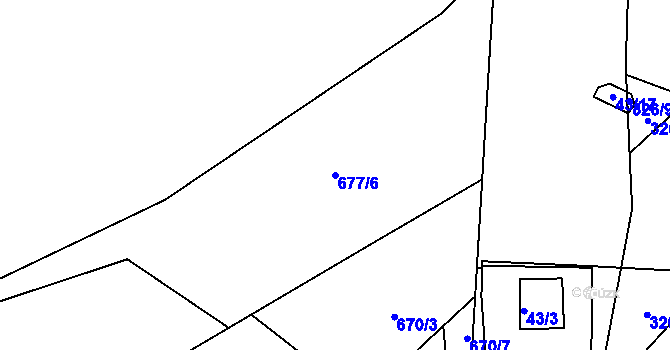Parcela st. 677/6 v KÚ Březenec, Katastrální mapa