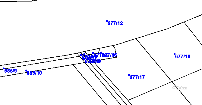 Parcela st. 677/16 v KÚ Březenec, Katastrální mapa