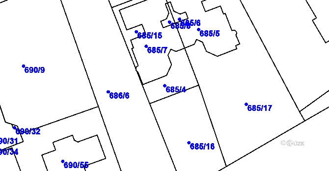 Parcela st. 685/4 v KÚ Březenec, Katastrální mapa