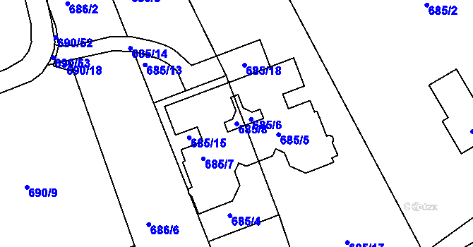 Parcela st. 685/8 v KÚ Březenec, Katastrální mapa