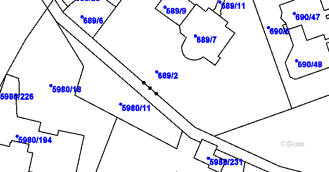 Parcela st. 689/4 v KÚ Březenec, Katastrální mapa