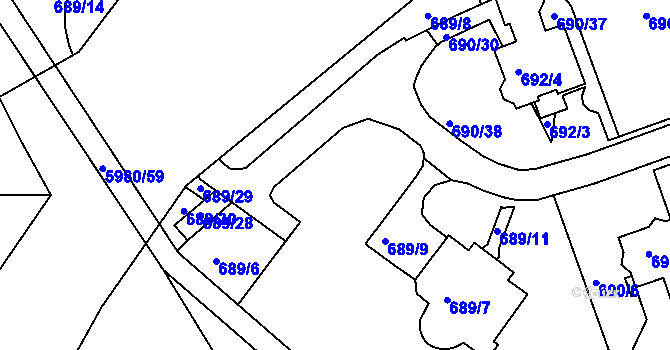 Parcela st. 689/5 v KÚ Březenec, Katastrální mapa