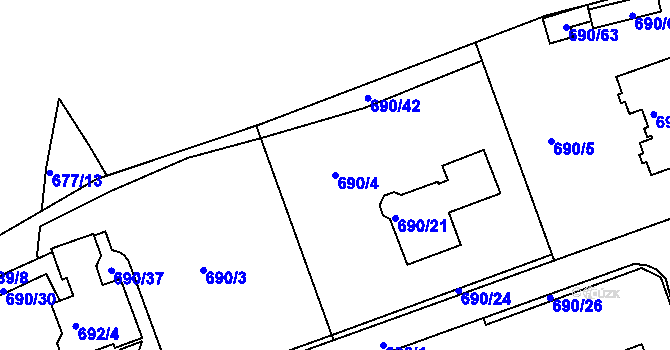 Parcela st. 690/4 v KÚ Březenec, Katastrální mapa