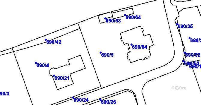 Parcela st. 690/5 v KÚ Březenec, Katastrální mapa