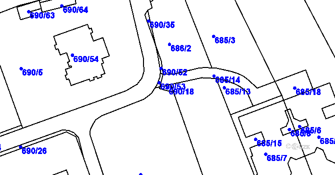 Parcela st. 690/18 v KÚ Březenec, Katastrální mapa