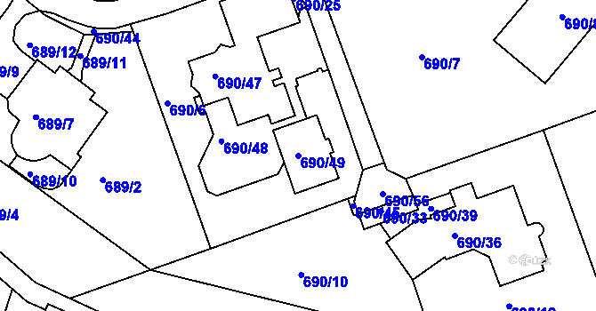 Parcela st. 690/49 v KÚ Březenec, Katastrální mapa