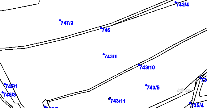 Parcela st. 743/1 v KÚ Březenec, Katastrální mapa